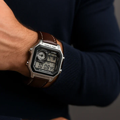 Casio AE-1200 Leather Regular – Multifunctional Digital Travel Watch
