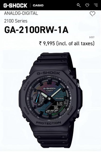 Casio G-Shock Casio OAK GA-2100RW-1A Rainbow Dial – 6 Month Warranty