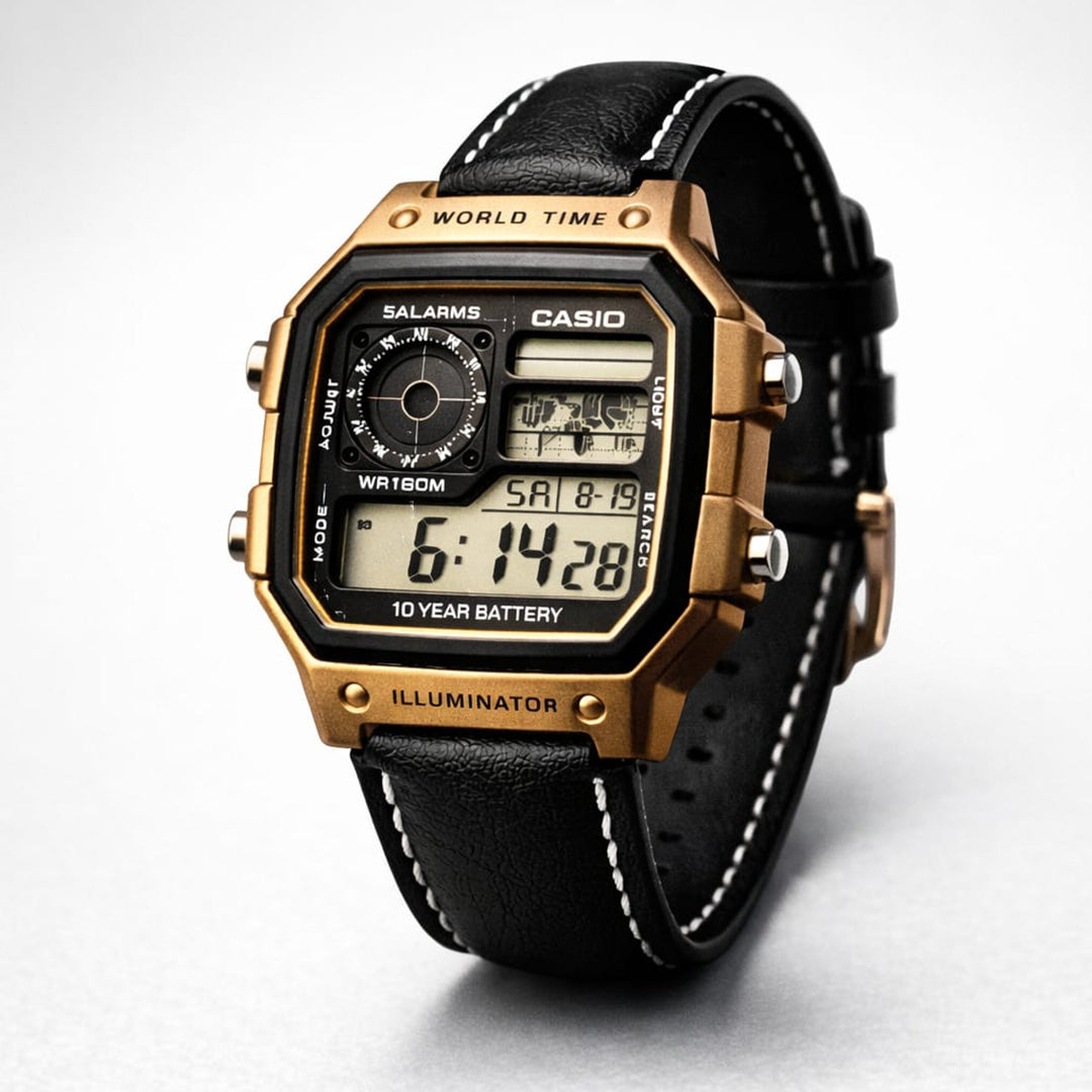 Casio AE-1200 Leather Regular – Multifunctional Digital Travel Watch