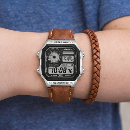 Casio AE-1200 Leather Regular – Multifunctional Digital Travel Watch