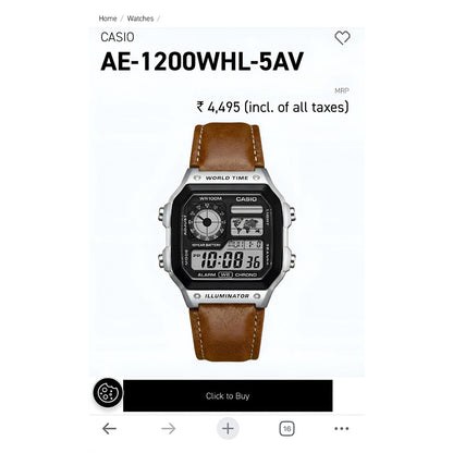 Casio AE-1200 Leather Regular – Multifunctional Digital Travel Watch