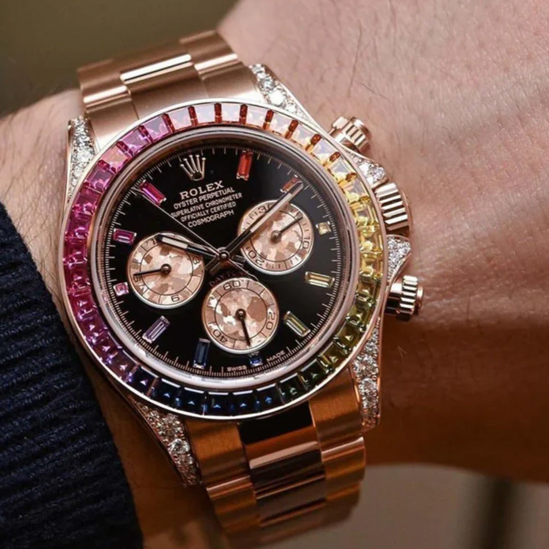 Rolex Daytona Rainbow Rosegold Gold Diamond Watch