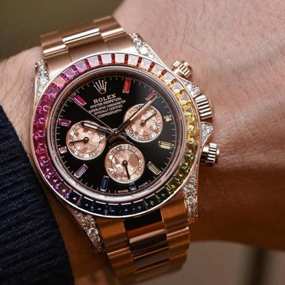 Rolex Daytona Rainbow Rosegold Gold Diamond Watch