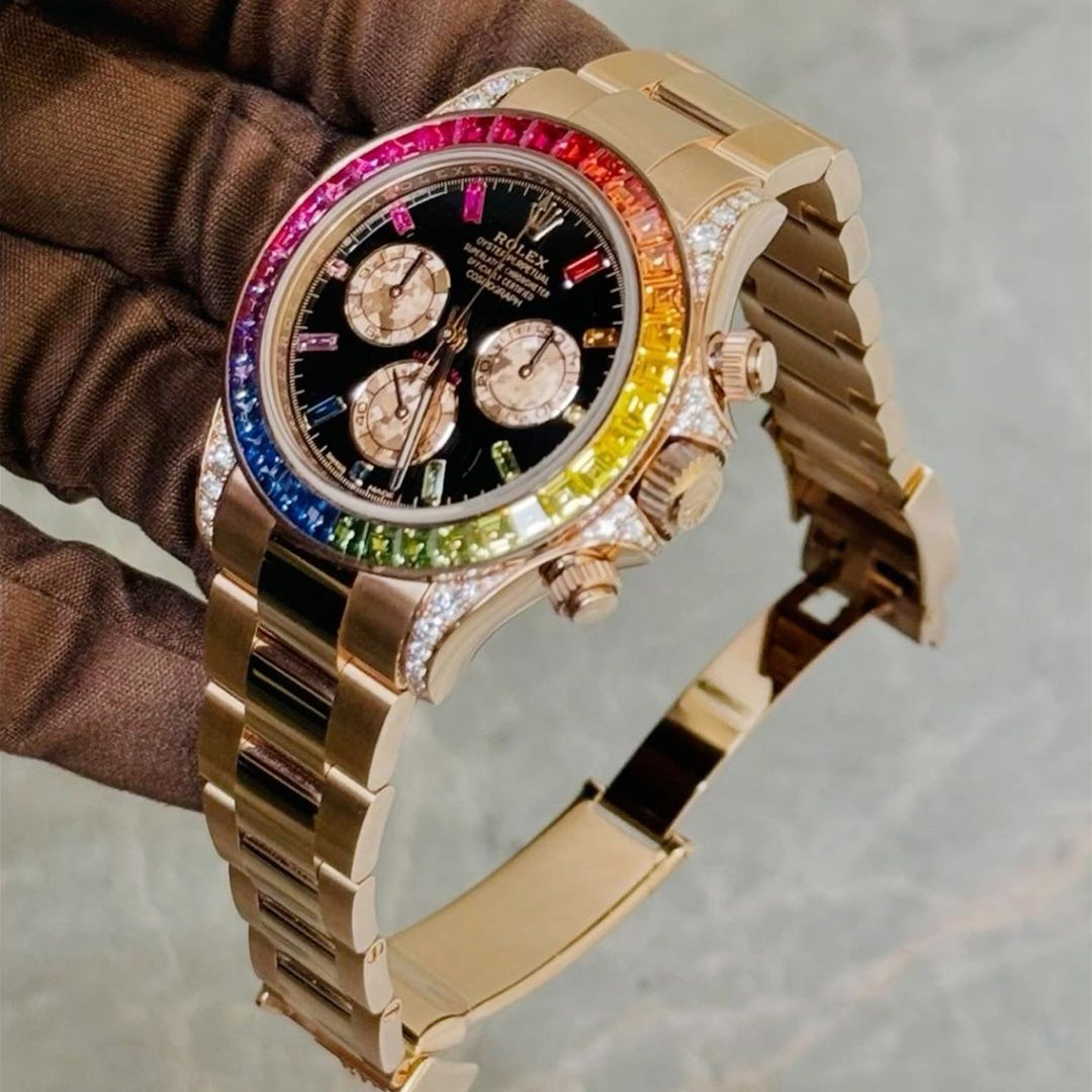 Rolex Daytona Rainbow Rosegold Gold Diamond Watch