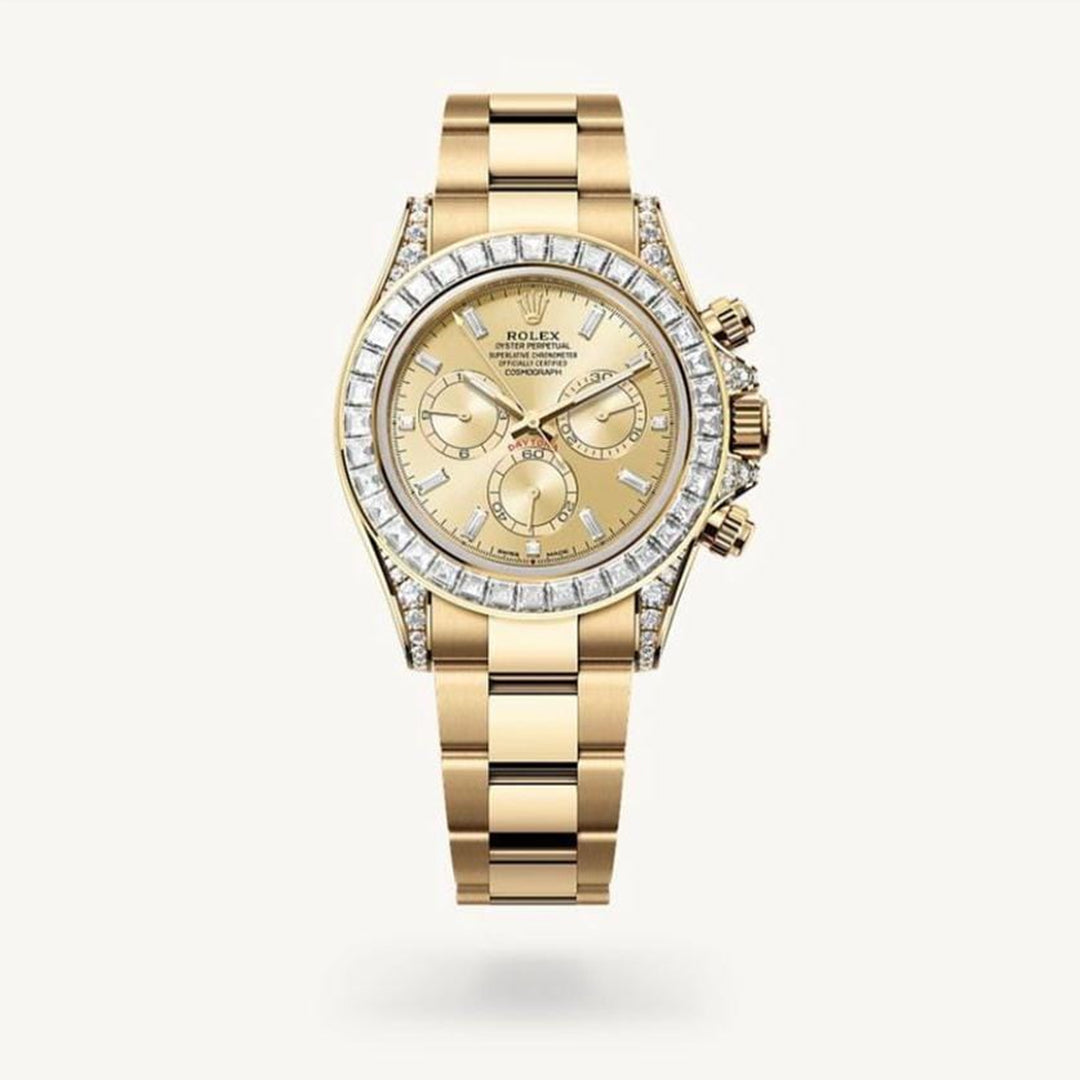 Rolexx Cosmograph Daytona – Yellow Gold & Diamond Edition | 6 Month Warranty